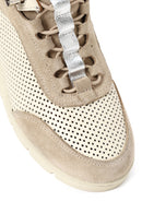 Woman Cream Lace-Up Thick-Soled Leather Comfort Shoes | Derimod