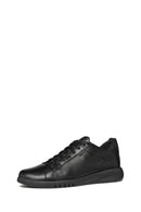 Geox Erkek Siyah U Aerantis A - Tumb Bağcıklı Deri Sneaker | Derimod