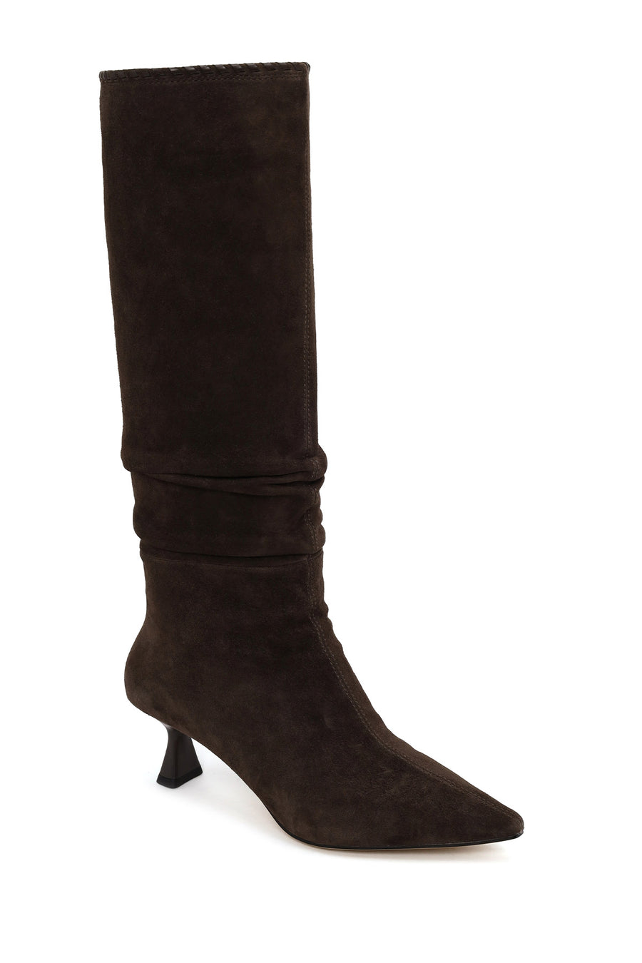 Woman Brown Heeled Suede Boots
