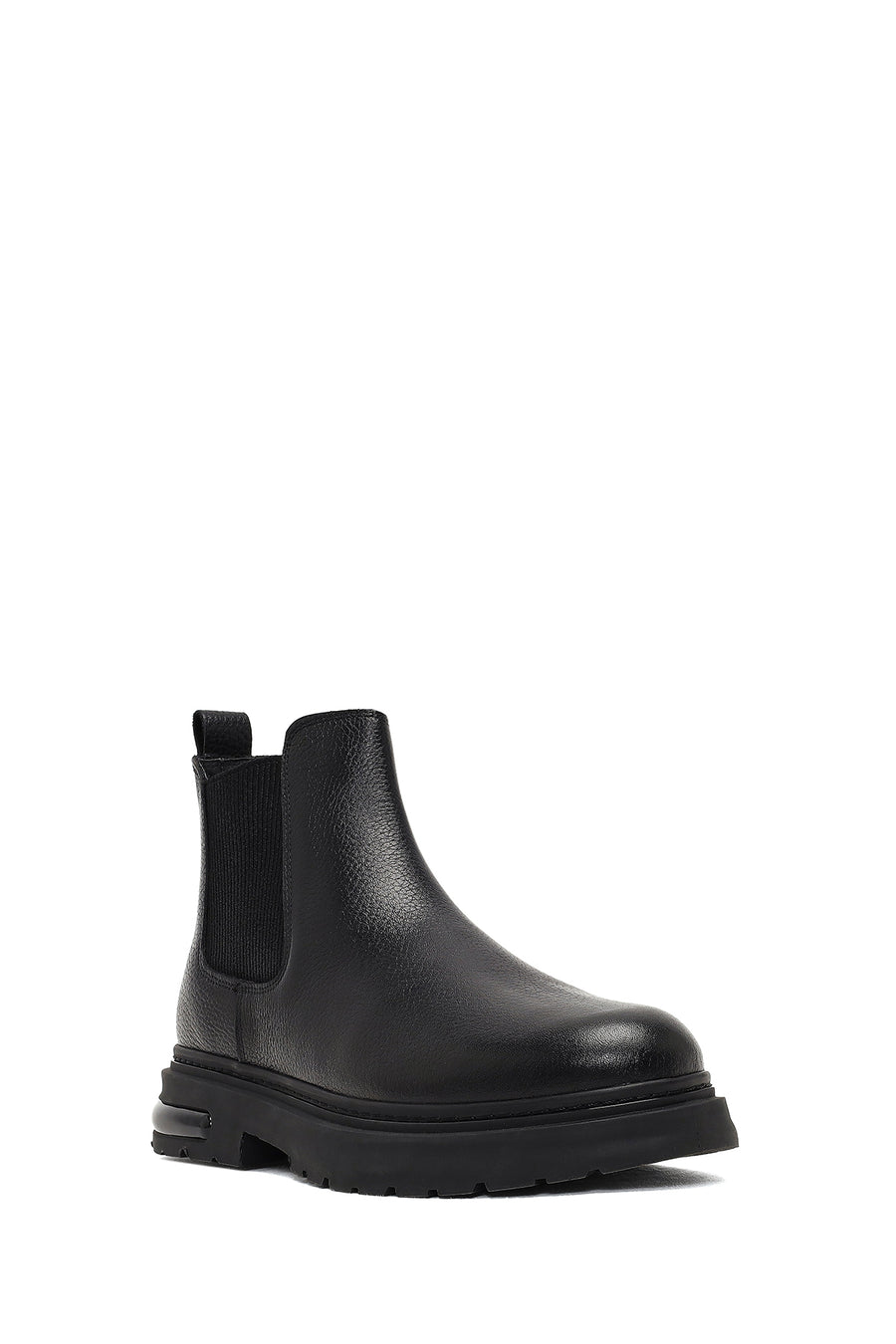 Male Black Thick-Soled Leather Chelsea Boots