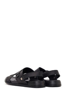 Male Black Nubuck Leather Sandals | Derimod