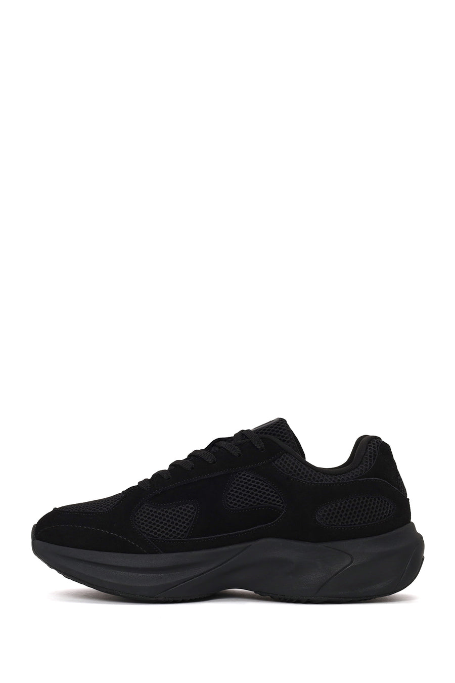 Male Black Lace-Up Thick-Soled Fabric Sneaker