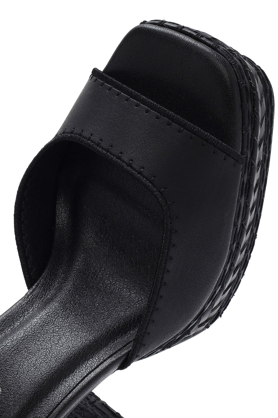 Women's Black Ankle Buckle Platform High Thick Heel Sandals