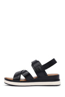 Women's Black Ankle Buckle Thick Soled Leather Sandals | Derimod