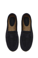 Men's Navy Blue Suede Leather Espadrille | Derimod