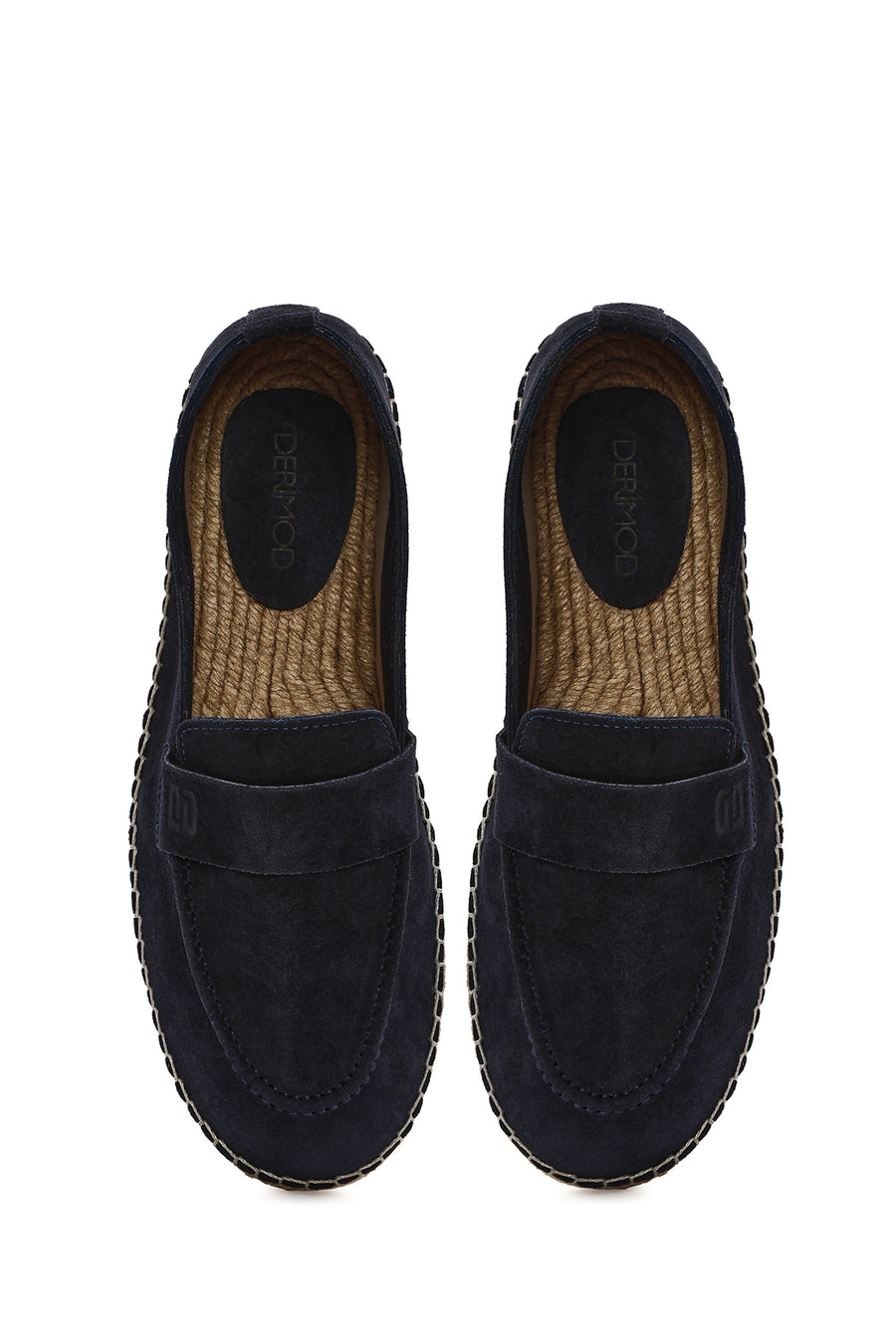 Men's Navy Blue Suede Leather Espadrille