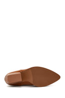Women's Tan Leather Heeled Cowboy Western Boots | Derimod