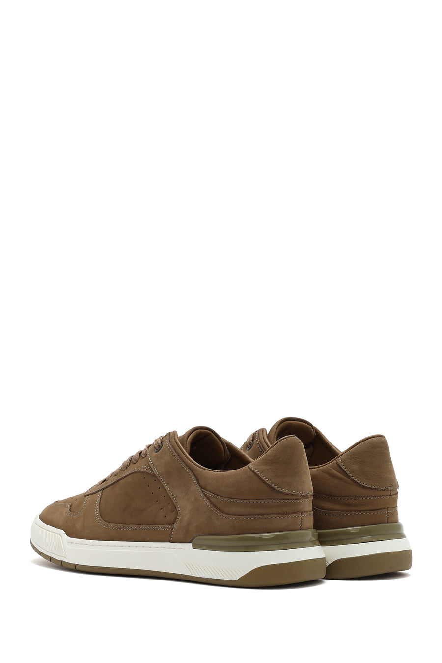 Erkek Bej Bağcıklı Nubuk Deri Sneaker