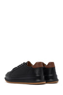 Erkek Siyah Bağcıklı Kalın Tabanlı Deri Sneaker | Derimod