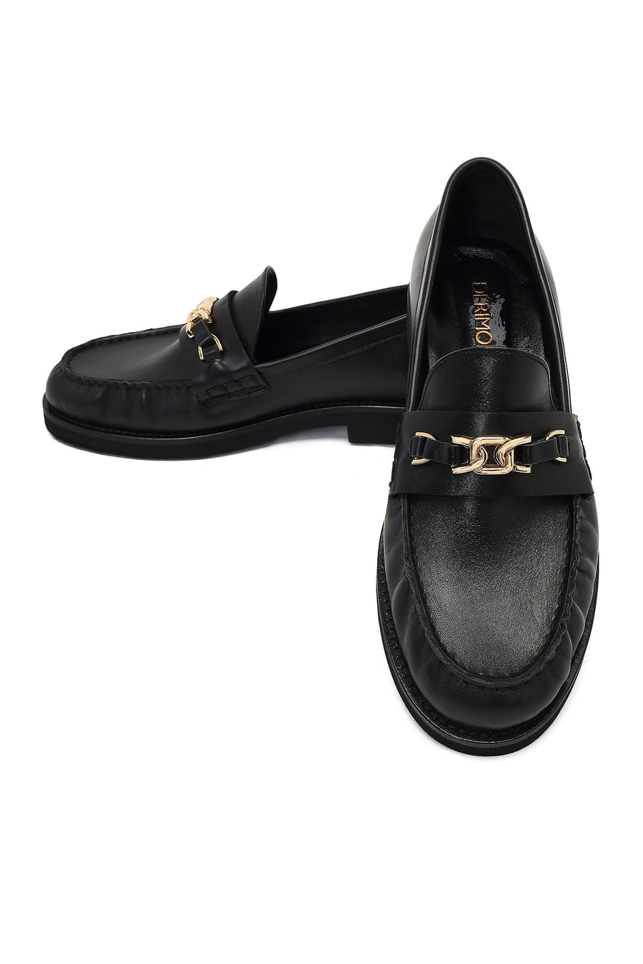 Kadın Siyah Tokalı Deri Loafer