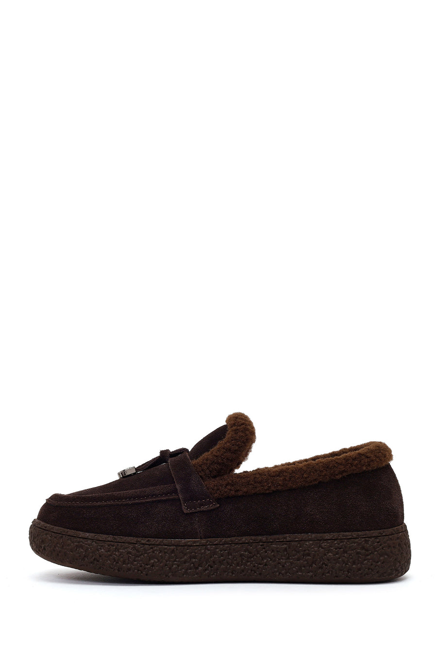 Woman Brown Buckled Thick-Soled Suede Teddy Loafer