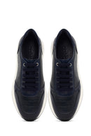 Men's Navy Blue Lace-Up Thick Sole Leather Sneaker | Derimod