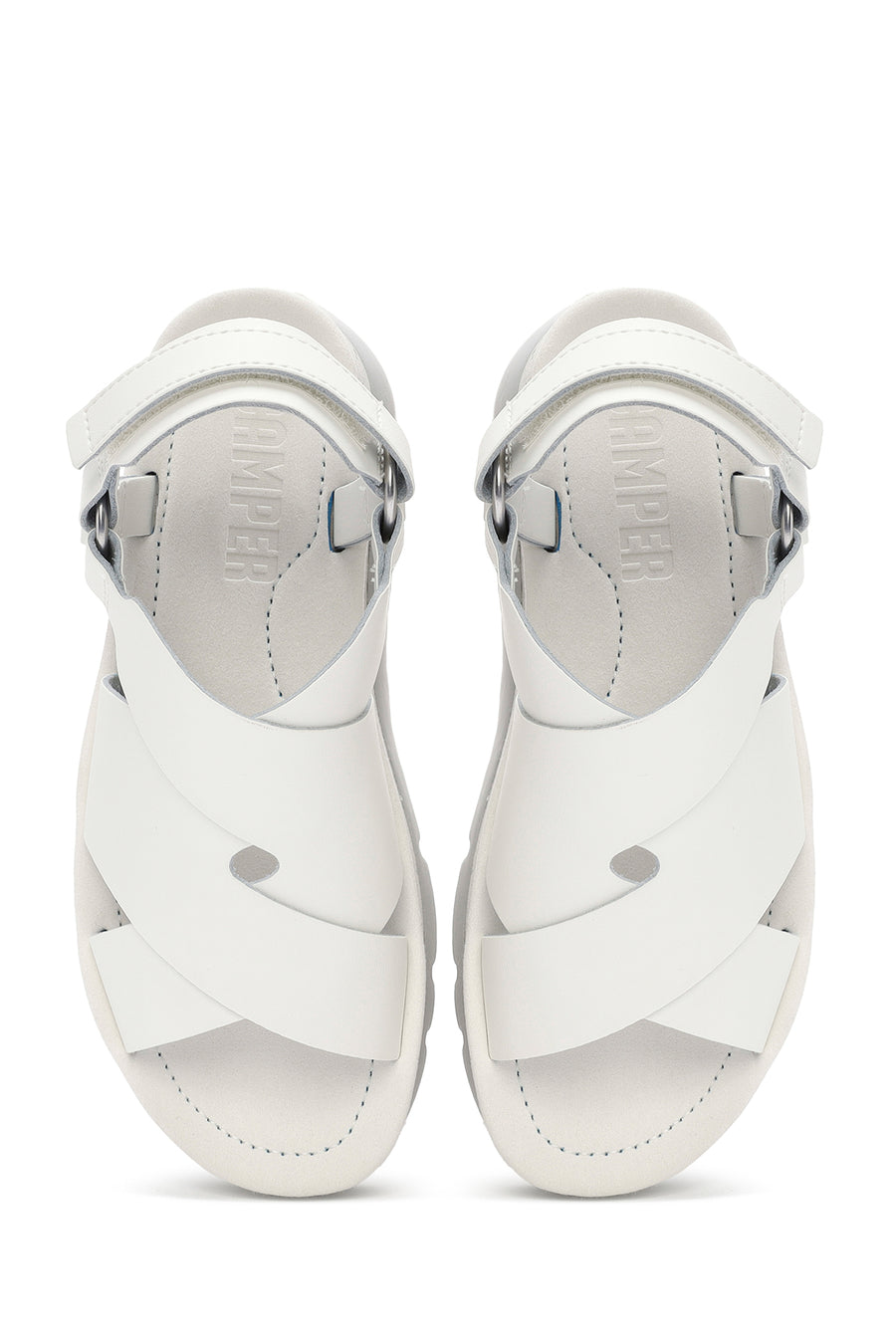 Camper Women's White Oruga Up Thick Soled Leather Sandals