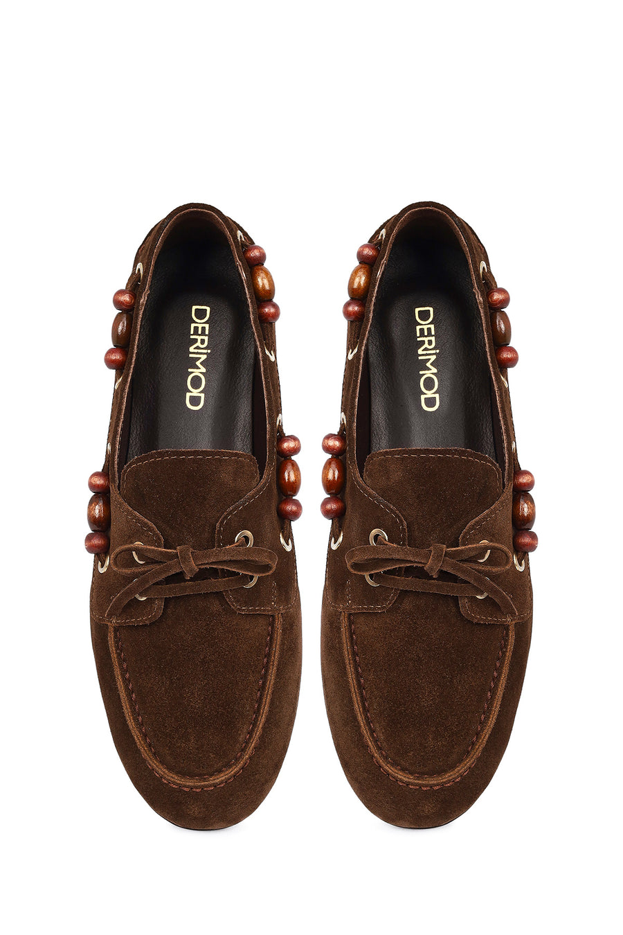 Women's Brown Suede Leather Loafer with Accessory Details