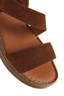 Women's Tan Suede Leather Comfort Sandals | Derimod