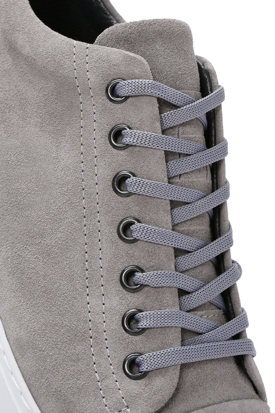 Men's Gray Lace-Up Suede Leather Sneaker