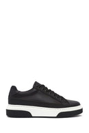 Male Black Lace-Up Thick-Soled Leather Sneaker | Derimod