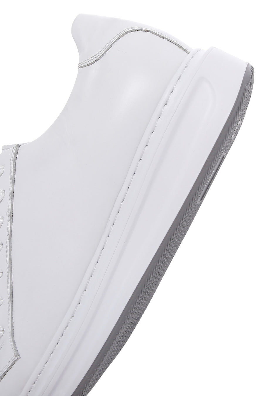 Erkek Beyaz Bağcıklı Deri Sneaker