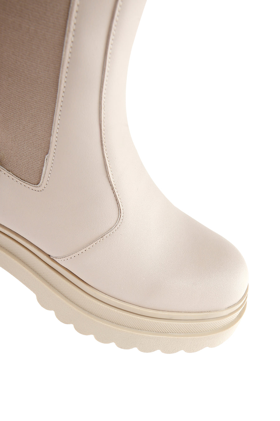 Women's Beige Thick Soled Chelsea Boots