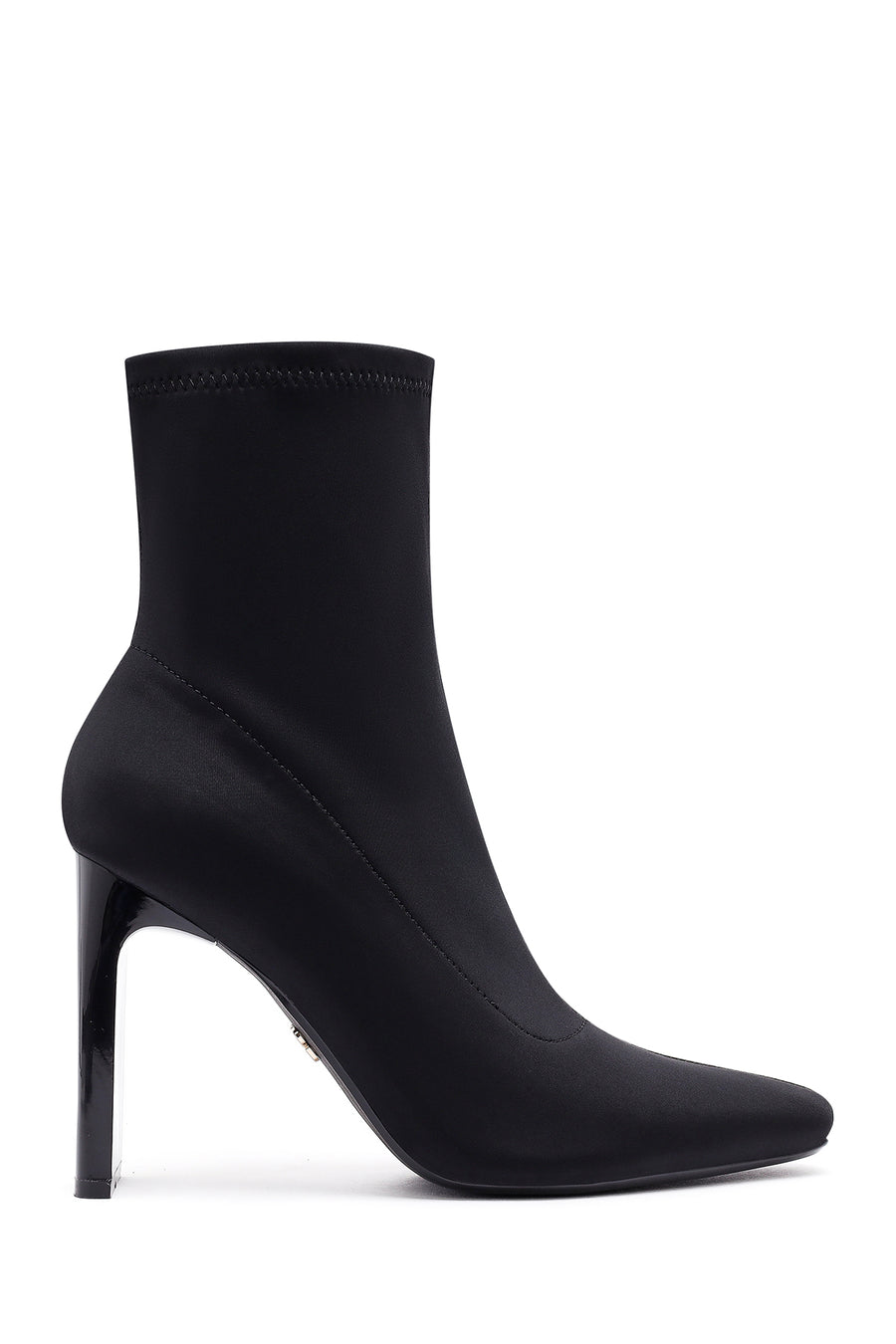 Woman Black Zip Closure High Thick Heeled Fabric Boots AF500001KK | Derimod