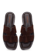 Women's Brown Suede Leather Slippers | Derimod