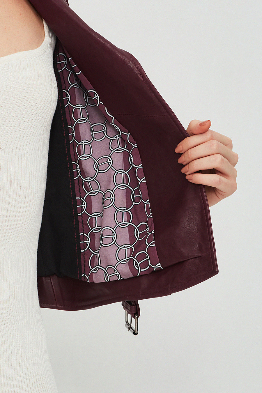 London Women's Burgundy Biker Leather Jacket