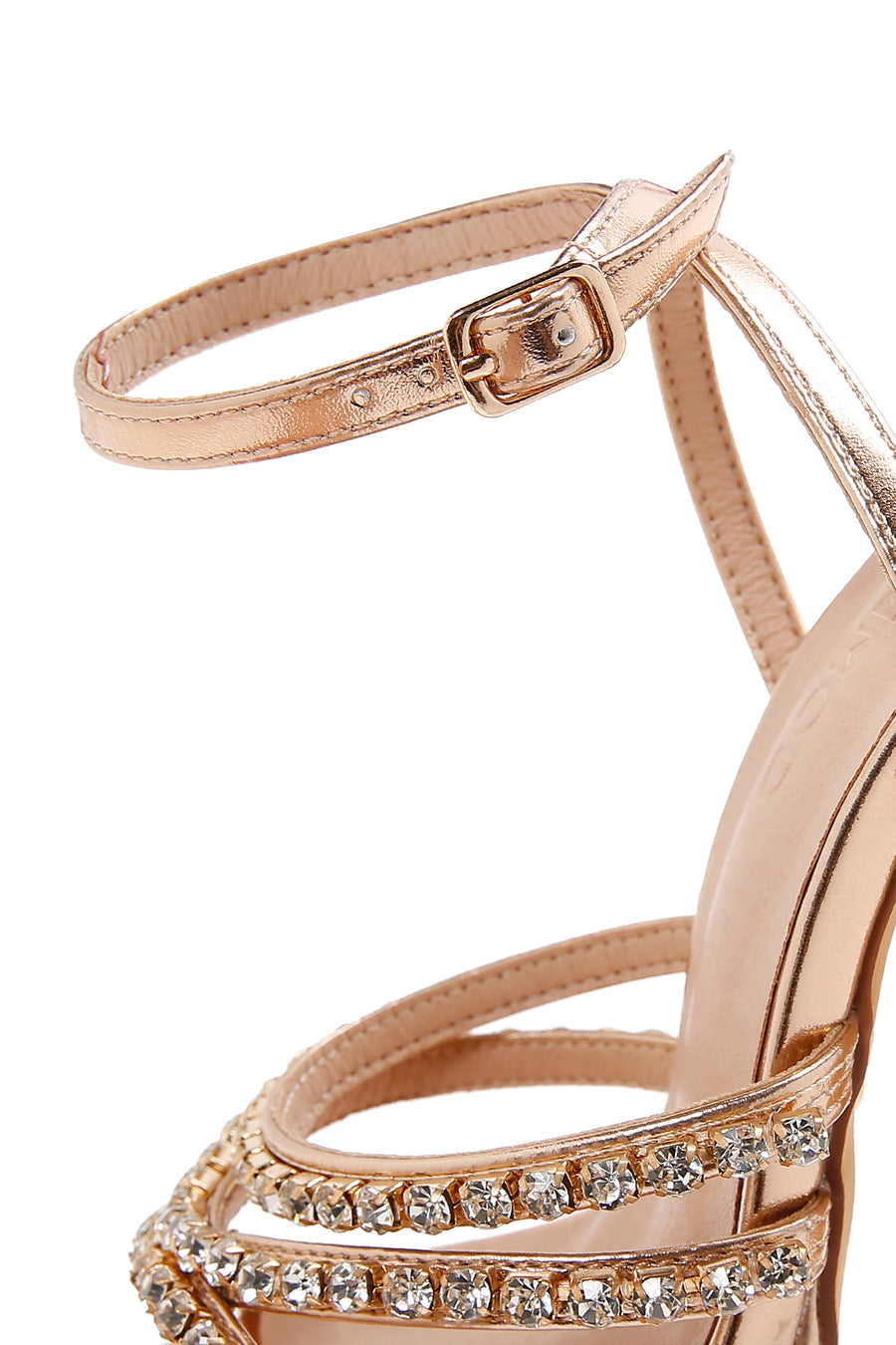 Women's Rose Gold Stone High Heel Sandals
