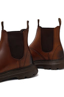 Male Tan Chunky-Soled Leather Chelsea Boots | Derimod