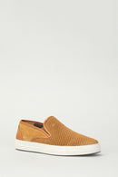 Perforated Tan Men's Leather Loafer | Derimod