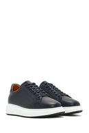 Men's Navy Blue Lace-Up Leather Sneaker | Derimod