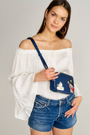 Printed Blue Women's Crossbody Bag | Derimod