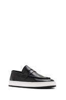 Men's Black Chunky Leather Loafers | Derimod