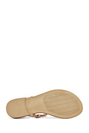 Women's Brown Ankle Buckle Flip-Flop Leather Sandals | Derimod