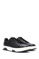 Men's Black Lace-up Thick-Sole Leather Sneaker | Derimod