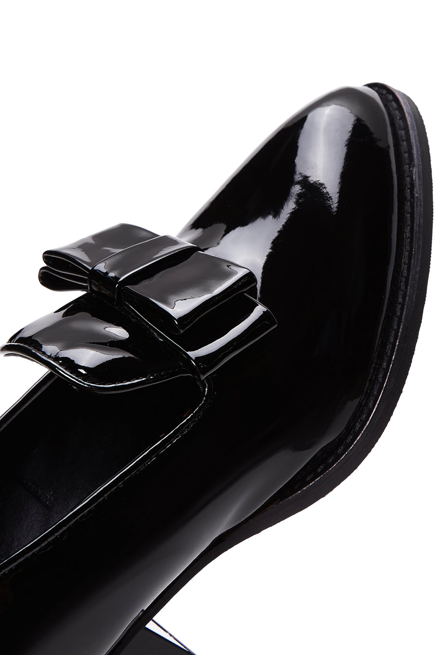 Women's Black Heeled Patent Leather Masculine Loafer