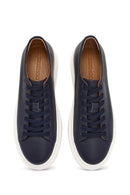 Men's Navy Blue Lace-up Thick-Sole Leather Sneaker | Derimod