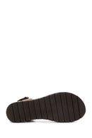 Women's Tan Ankle Strap Thick Soled Leather Bodrum Sandals | Derimod