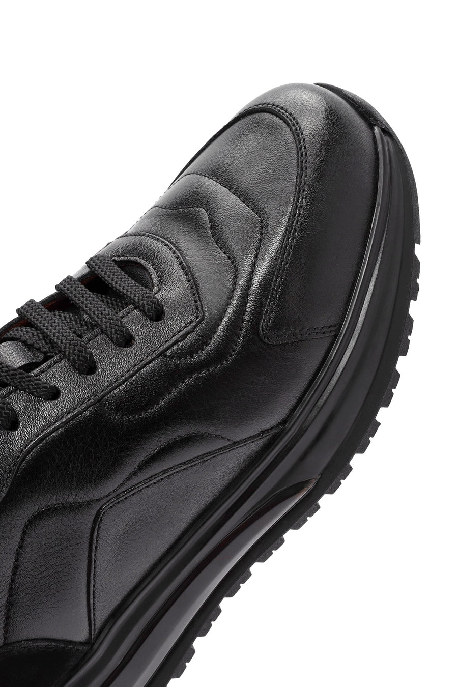 Men's Black Lace-up Leather Sneaker
