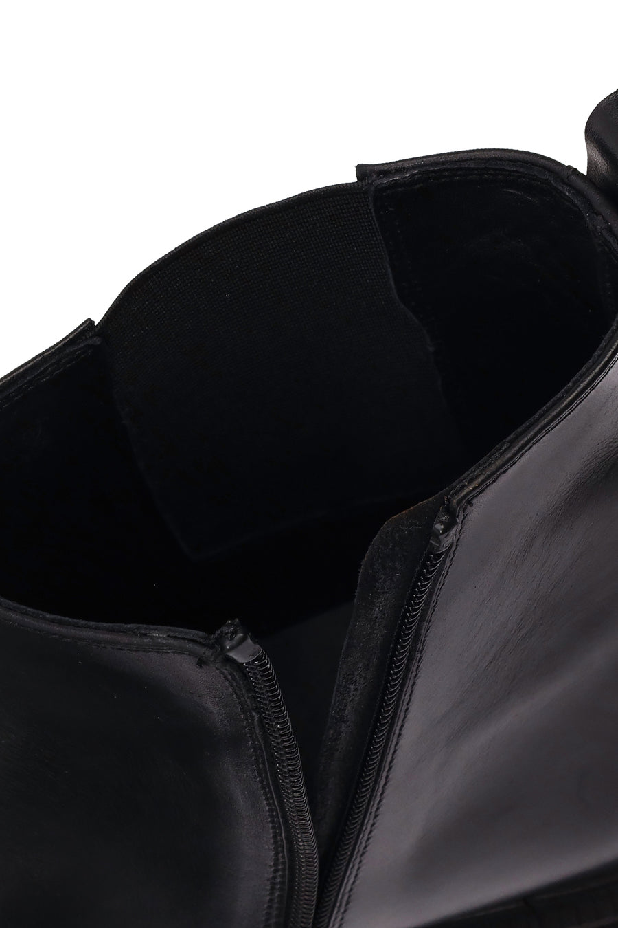 Men's Black Zippered Leather Boot