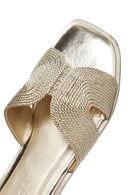 Women's Gold Metallic Knitted Slippers | Derimod