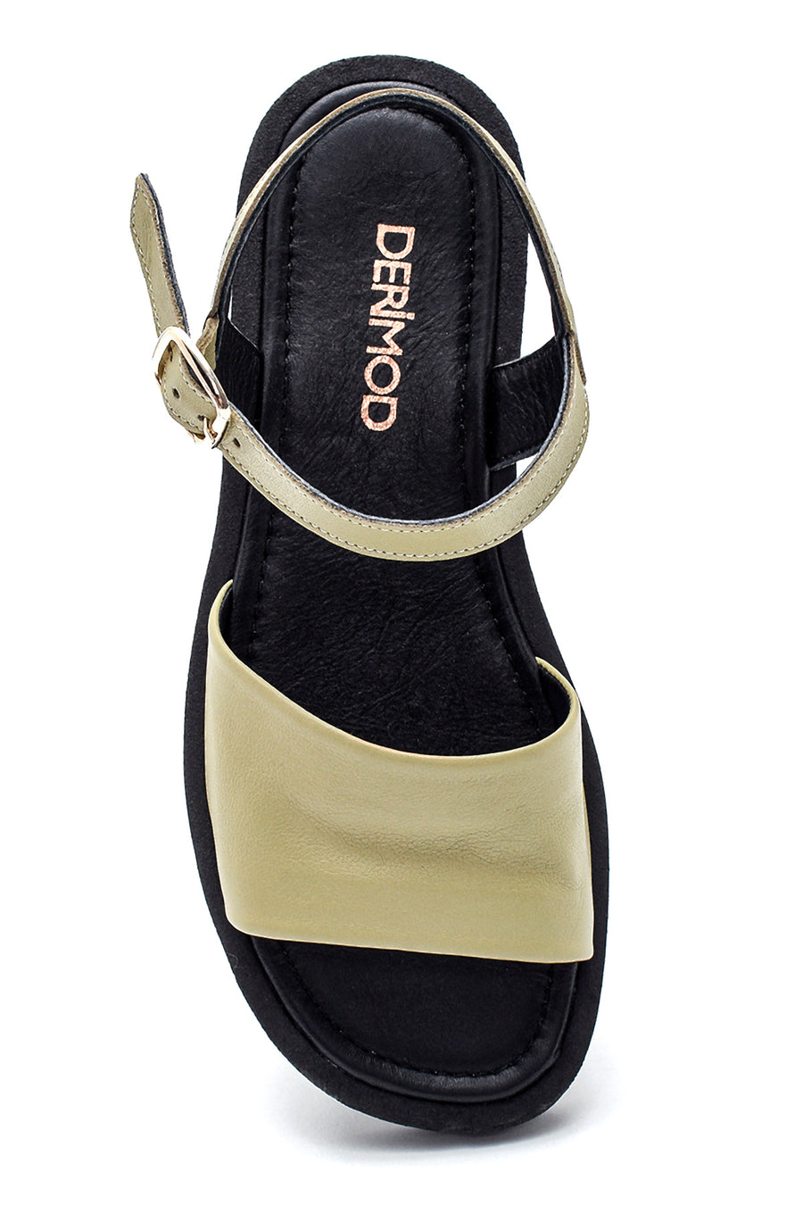 Women's Mint Green Leather Flat Sandals