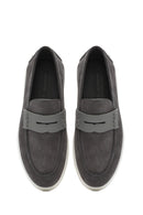 Erkek Gri Kalın Tabanlı Süet Deri Casual Loafer | Derimod