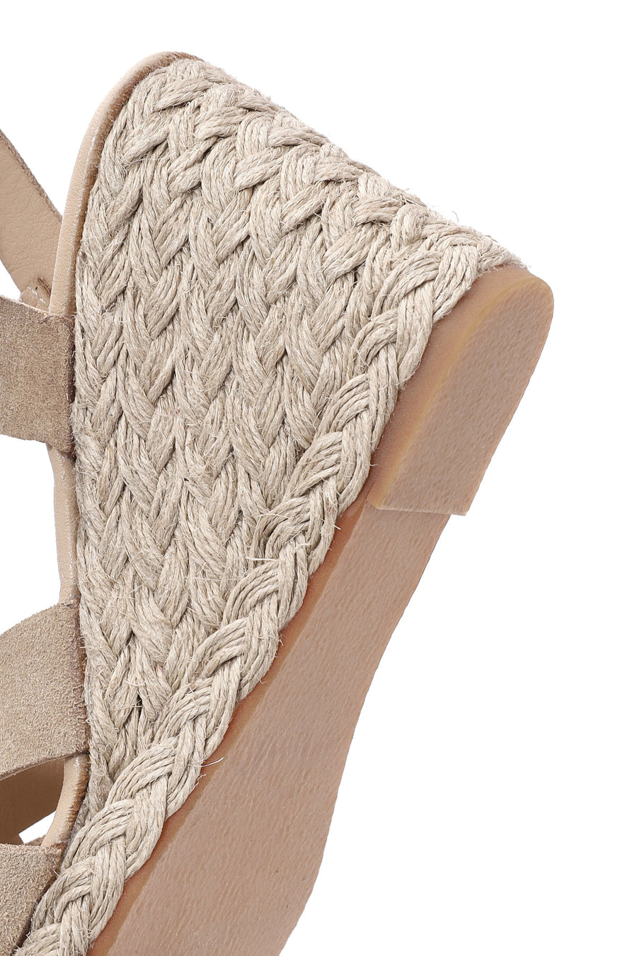 Women's Cream Ankle Buckle Platform Suede Leather Espadrille