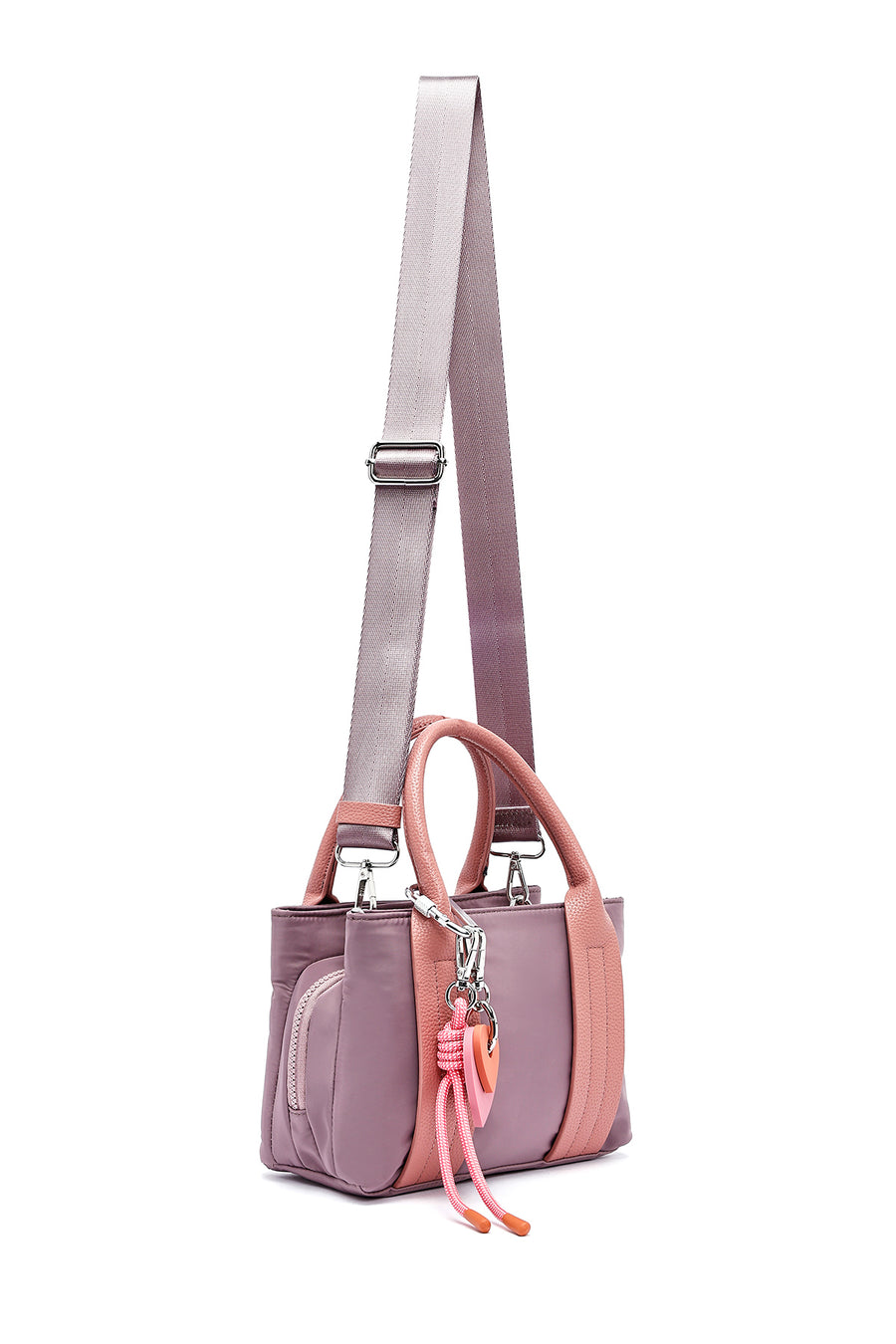 Woman Pink Long Strap Accessory Fabric Shoulder Bag