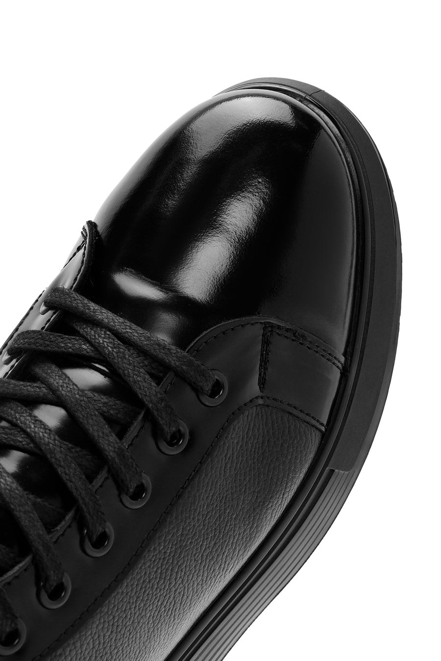 Men's Black Lace-Up Leather Sport Boots