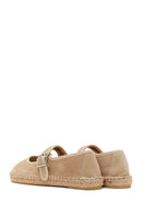 Women's Beige Strap Suede Leather Espadrilles | Derimod