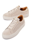 Kadın Bej Bağcıklı Süet Deri Sneaker | Derimod