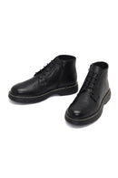 Men's Black Lace-Up Zipper Leather Casual Boot | Derimod