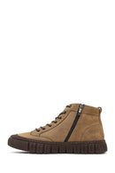 Male Beige Lace-Up Zip Closure Nubuck Leather Sport Boots | Derimod