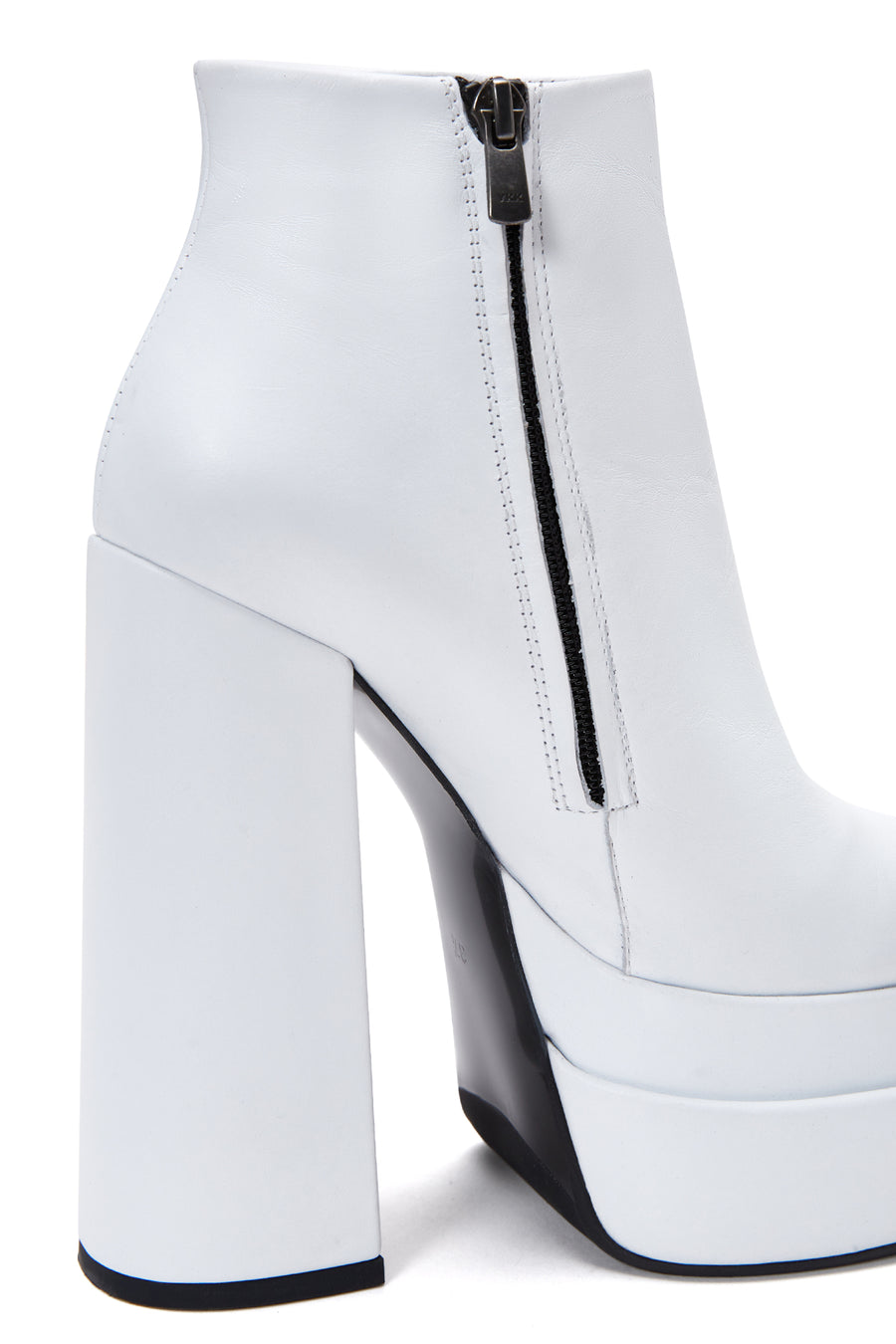 Women's White Leather Platform High Heel Boots